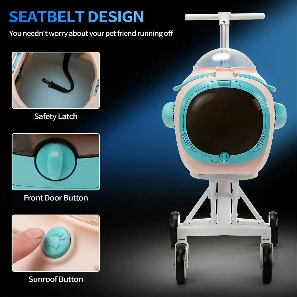 2‑In‑1 Space Capsule Pet Stroller with Cooling Fan