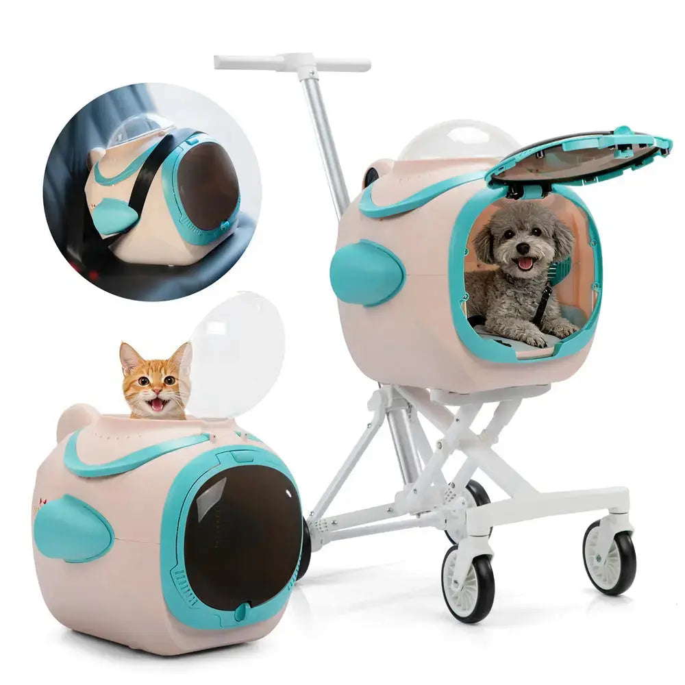 2‑In‑1 Space Capsule Pet Stroller with Cooling Fan