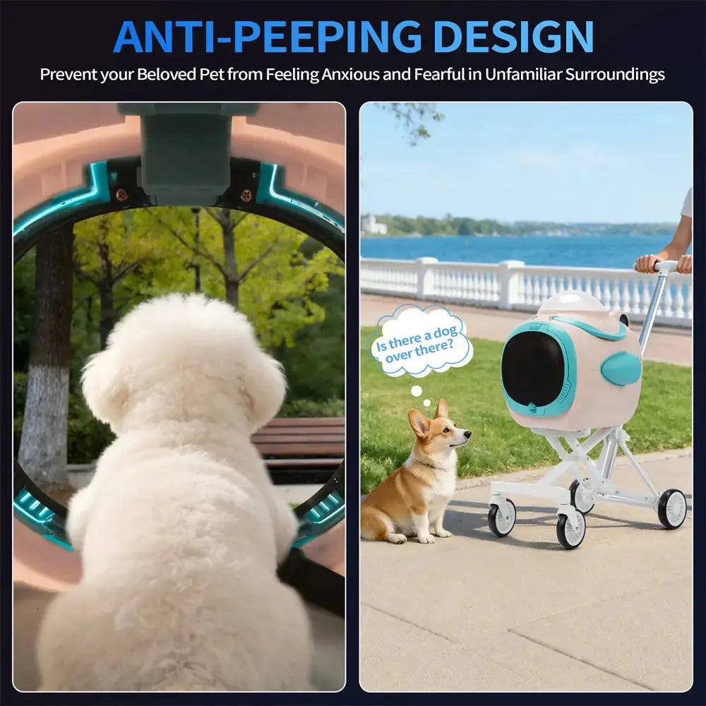 2‑In‑1 Space Capsule Pet Stroller with Cooling Fan