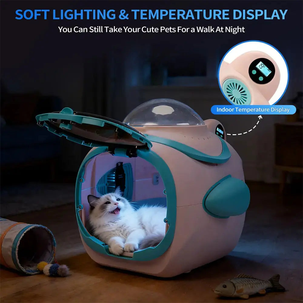 2‑In‑1 Space Capsule Pet Stroller with Cooling Fan