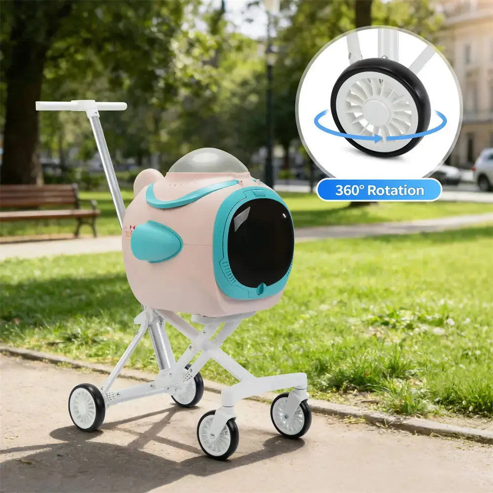 2‑In‑1 Space Capsule Pet Stroller with Cooling Fan