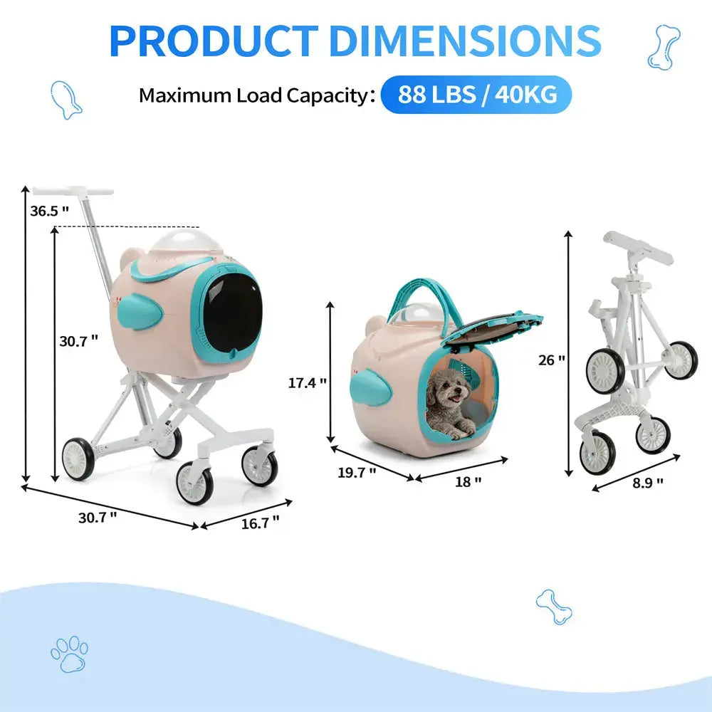 2‑In‑1 Space Capsule Pet Stroller with Cooling Fan