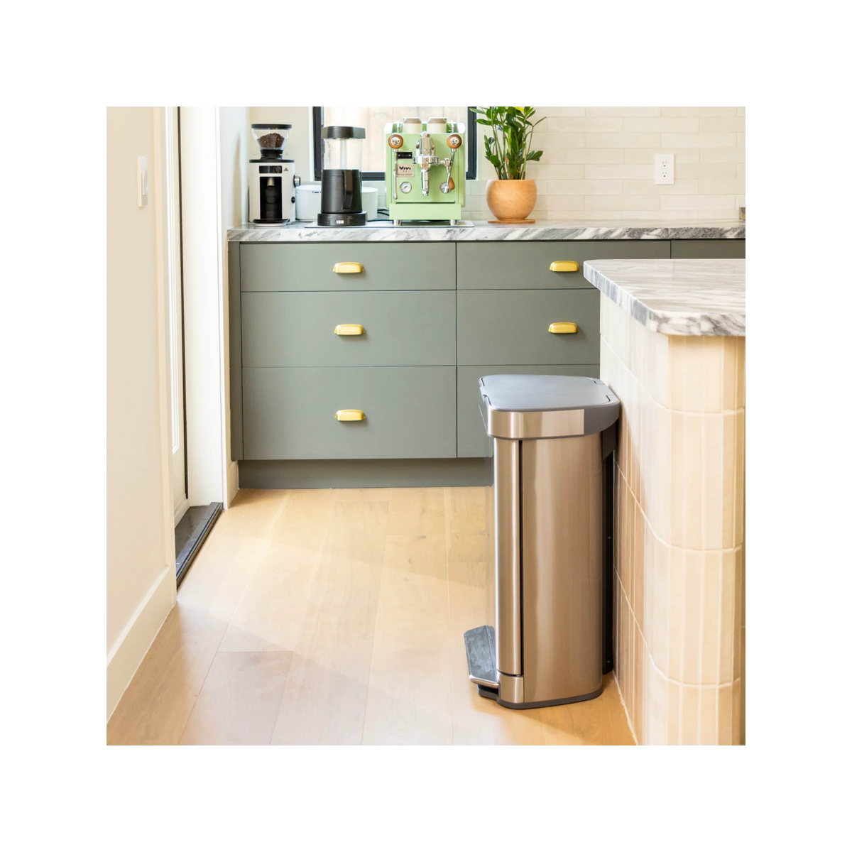 13 Gallon Stainless Steel Step Trash Can with Front Access