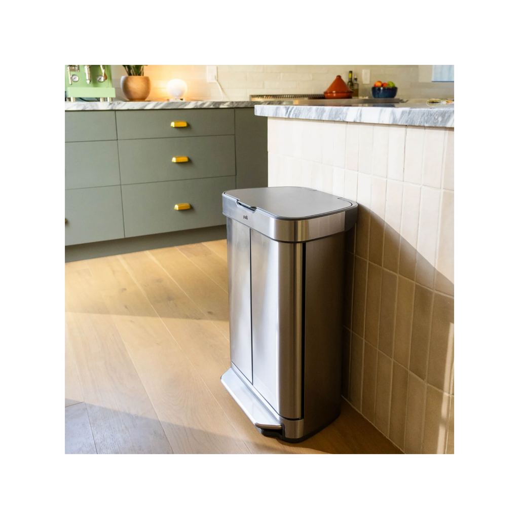 13 Gallon Stainless Steel Step Trash Can with Front Access