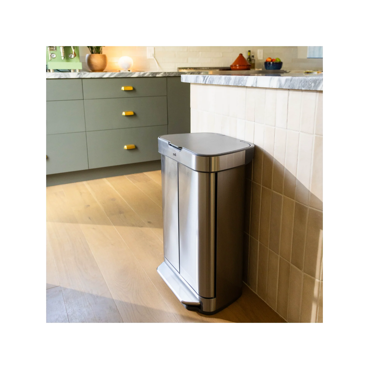 13 Gallon Stainless Steel Step Trash Can with Front Access