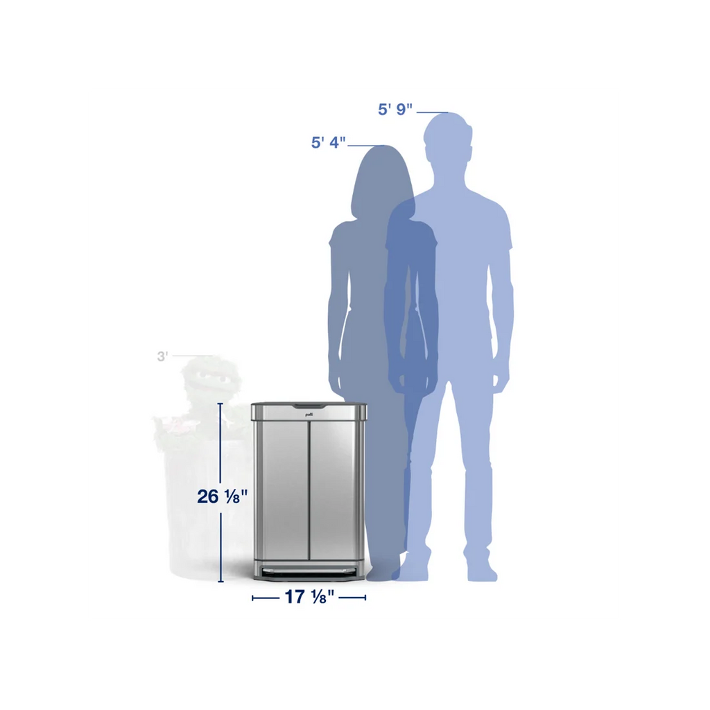 13 Gallon Stainless Steel Step Trash Can with Front Access