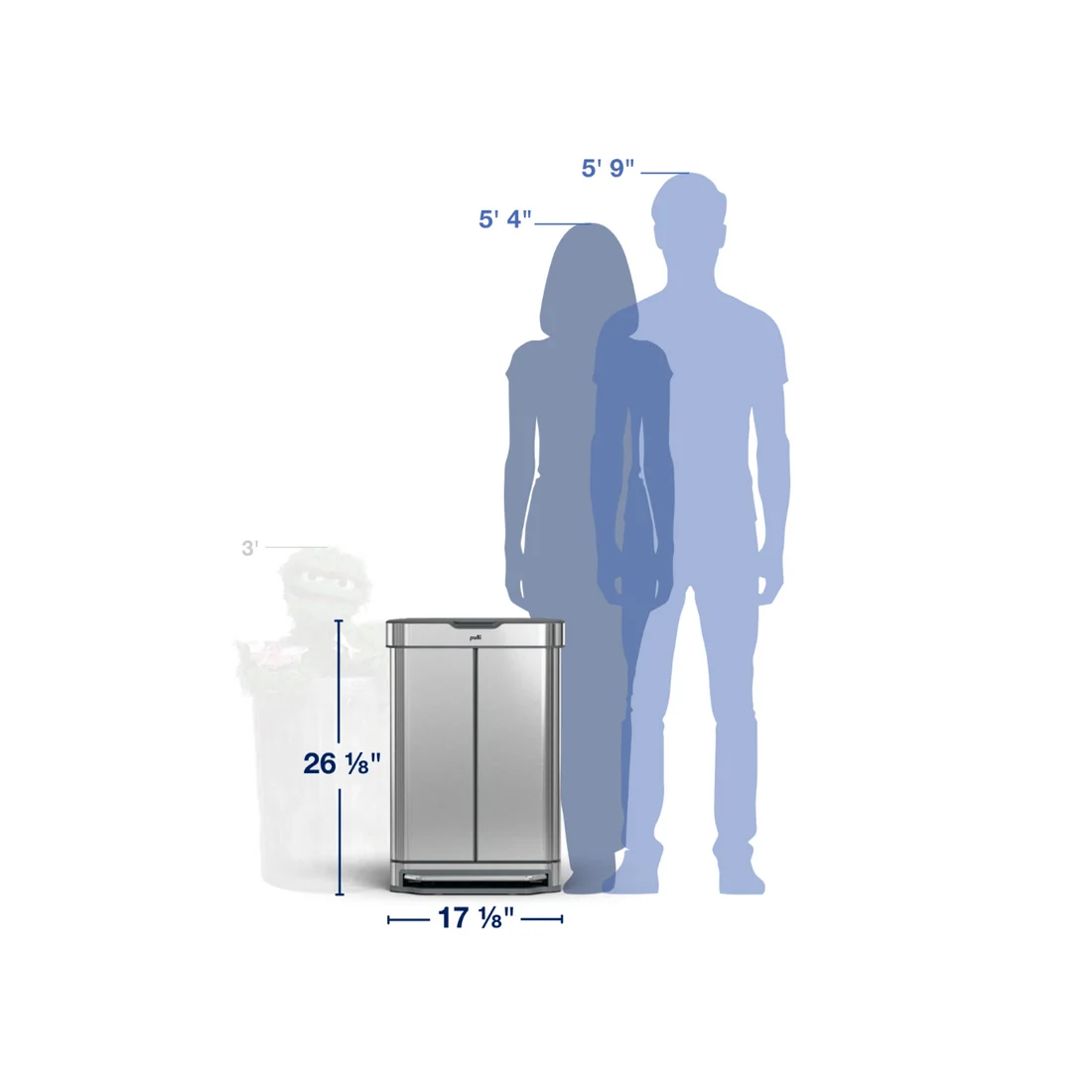 13 Gallon Stainless Steel Step Trash Can with Front Access